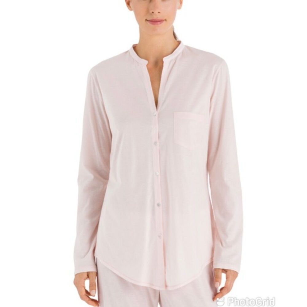 Hanro Cotton Deluxe Button Down Shirt Small | Luxe Pajama Top Lounge Wear